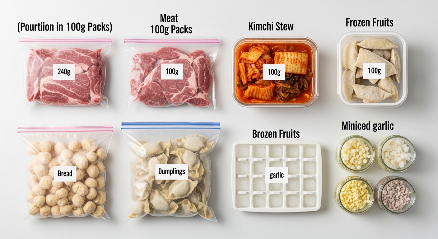 소분된 식재료들