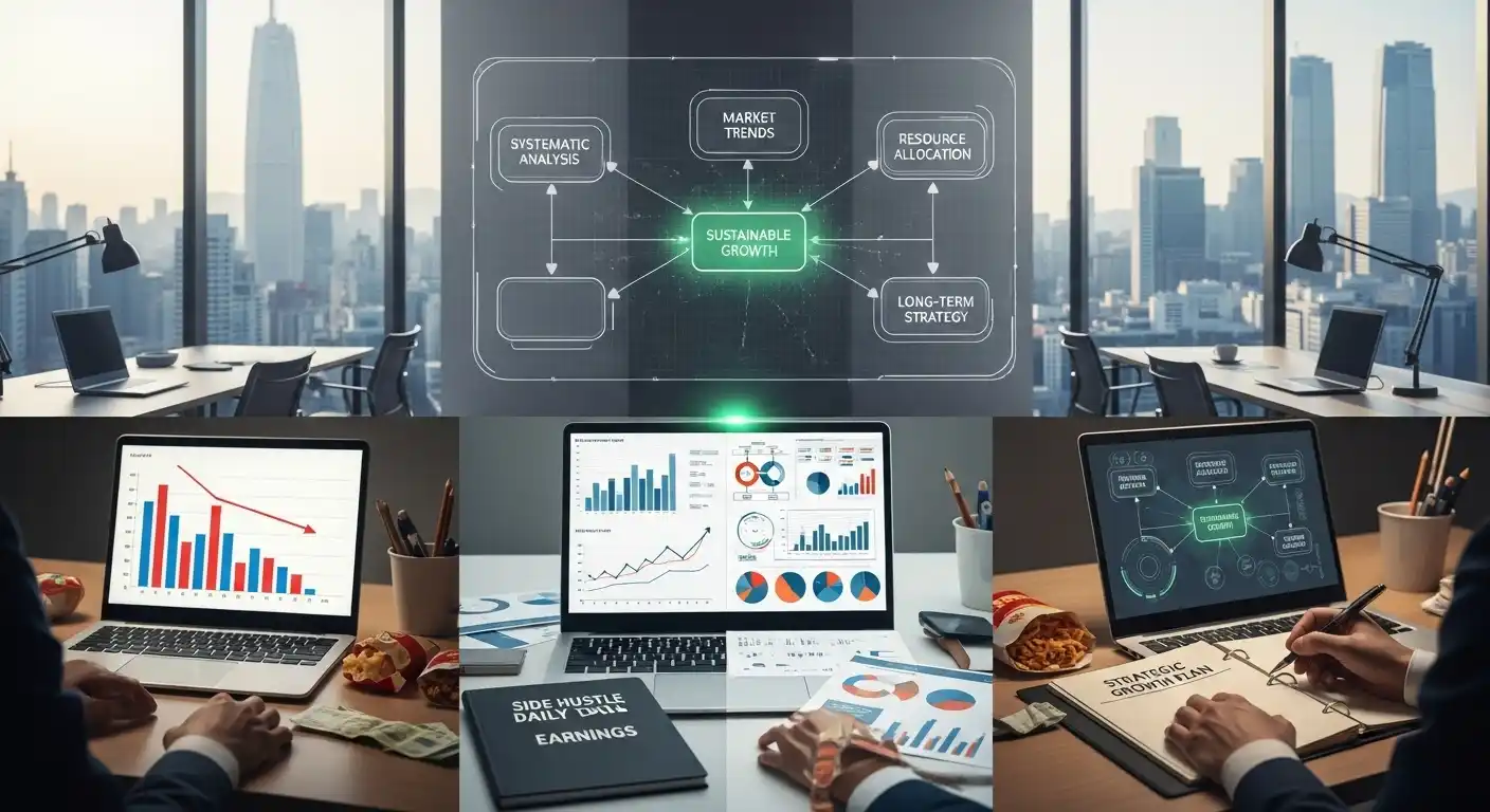 <img src="Sustainable_Side_Hustle_Growth.webp" alt="부업의 단기적 성과를 넘어, 체계적인 분석과 전략을 통해 지속 가능한 성장을 이루는 과정을 시각화한 이미지입니다.">
