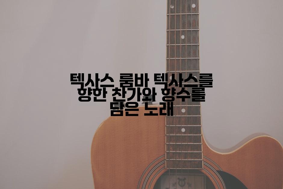 텍사스 룸바 텍사스를 향한 찬가와 향수를 담은 노래