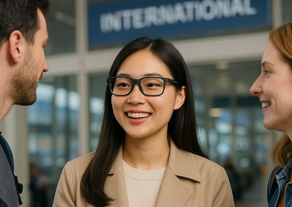 초능력안경 외국인고 편안하게 대화하는 여자