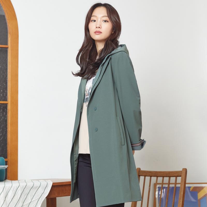 지센 온라인 여성 후드 배색 트렌치 코트 ME LCCAL921