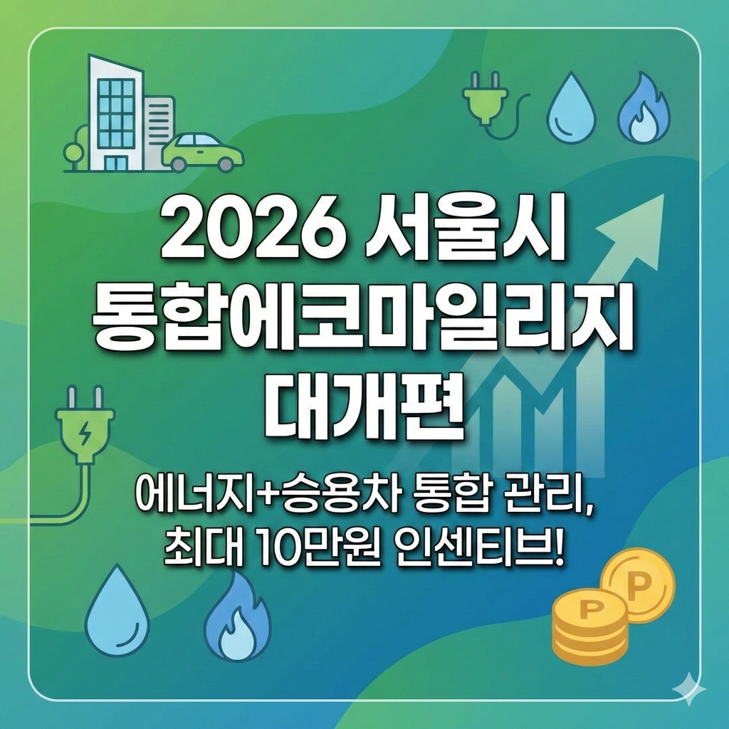 2026 서울시 통합에코마일리지 개편 에너지 절약 인센티브 및 지급 기준 완벽 정리