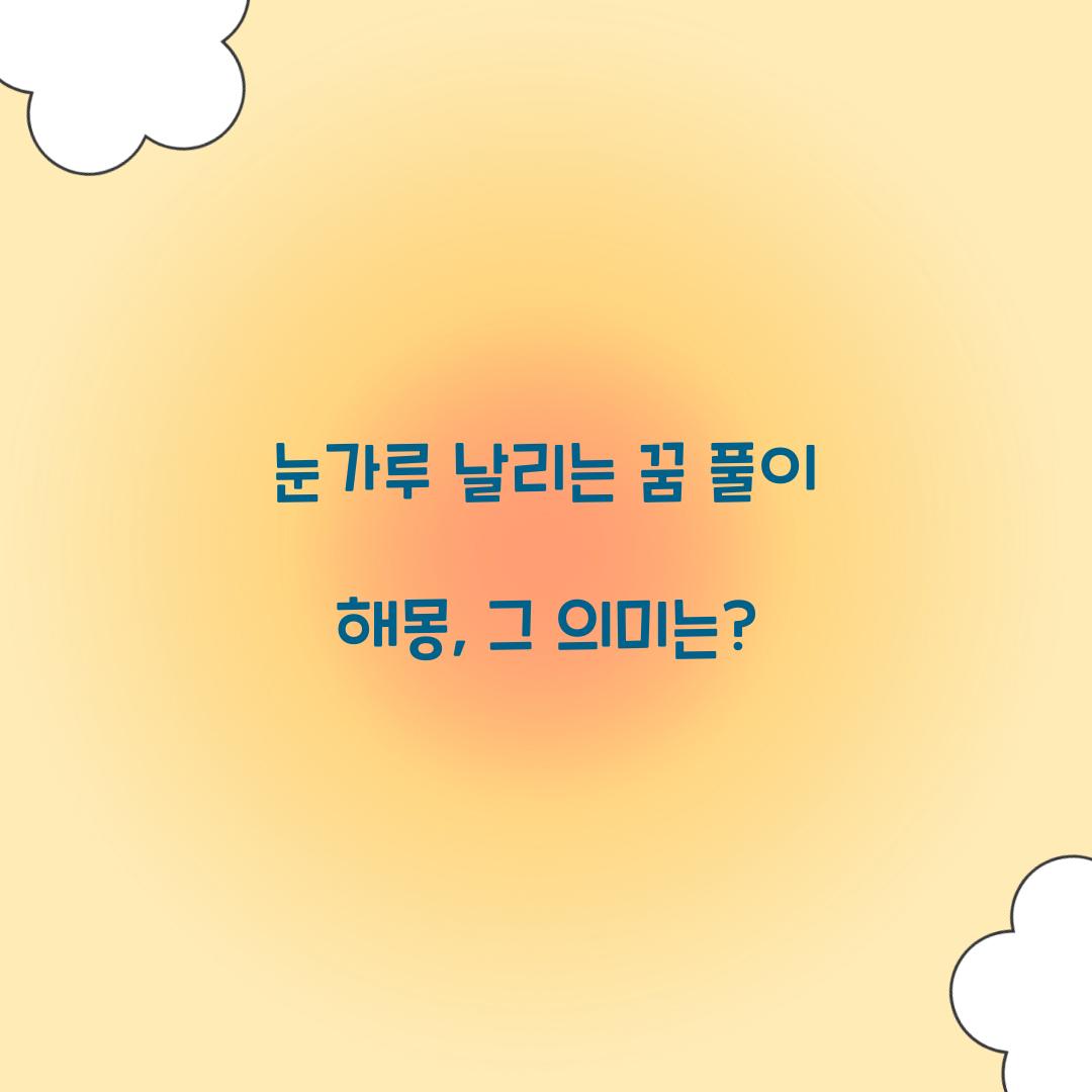 눈가루가 날리는 꿈 풀이 해몽 해석