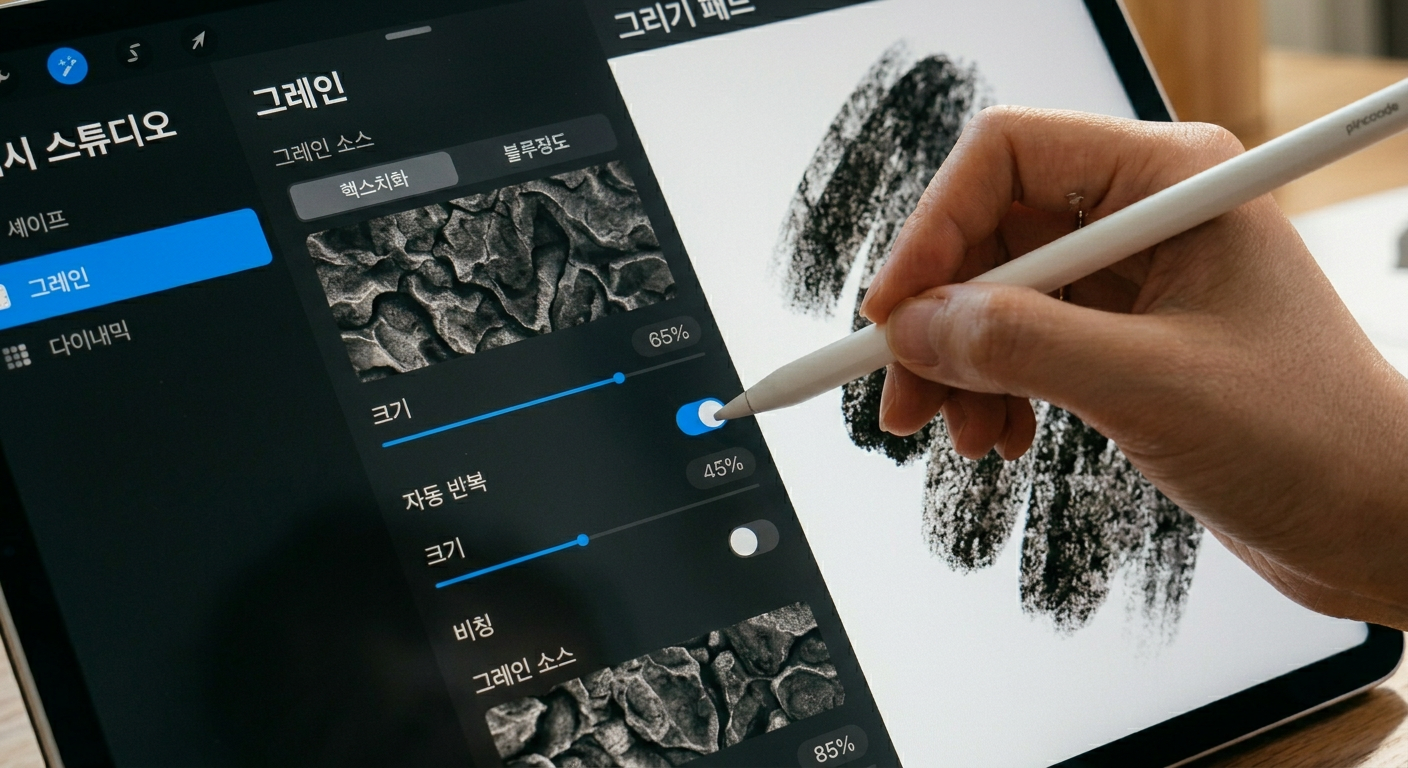 프로크리에이트 그레인 설정 이미지