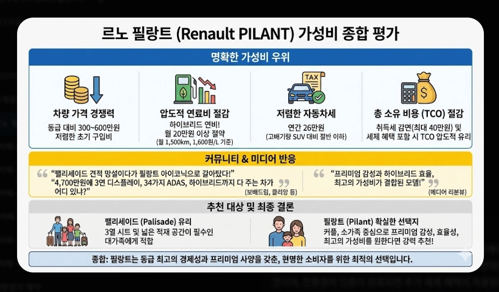 르노 필랑트 가격표 [2026년 최신] 트림별 옵션 추천 및 세제 혜택 총정리