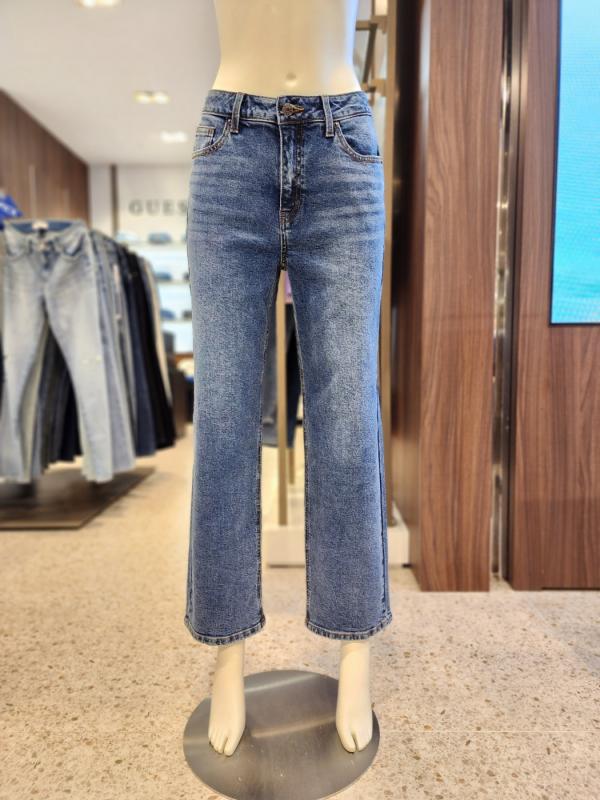 게스 여성청바지 미디엄블루 와이드 데님팬츠 N3D9155