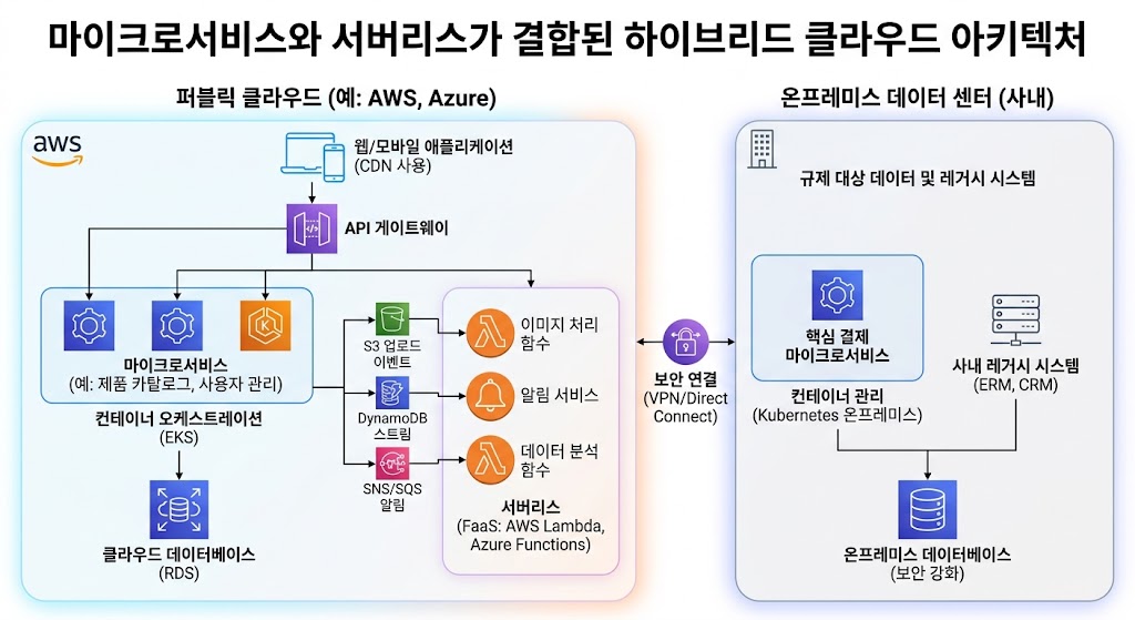 지속적인 백그라운드 연산은 MSA가 담당하고, 일시적인 이벤트 트래픽은 서버리스가 처리하여 인프라 비용을 최적화합니다.