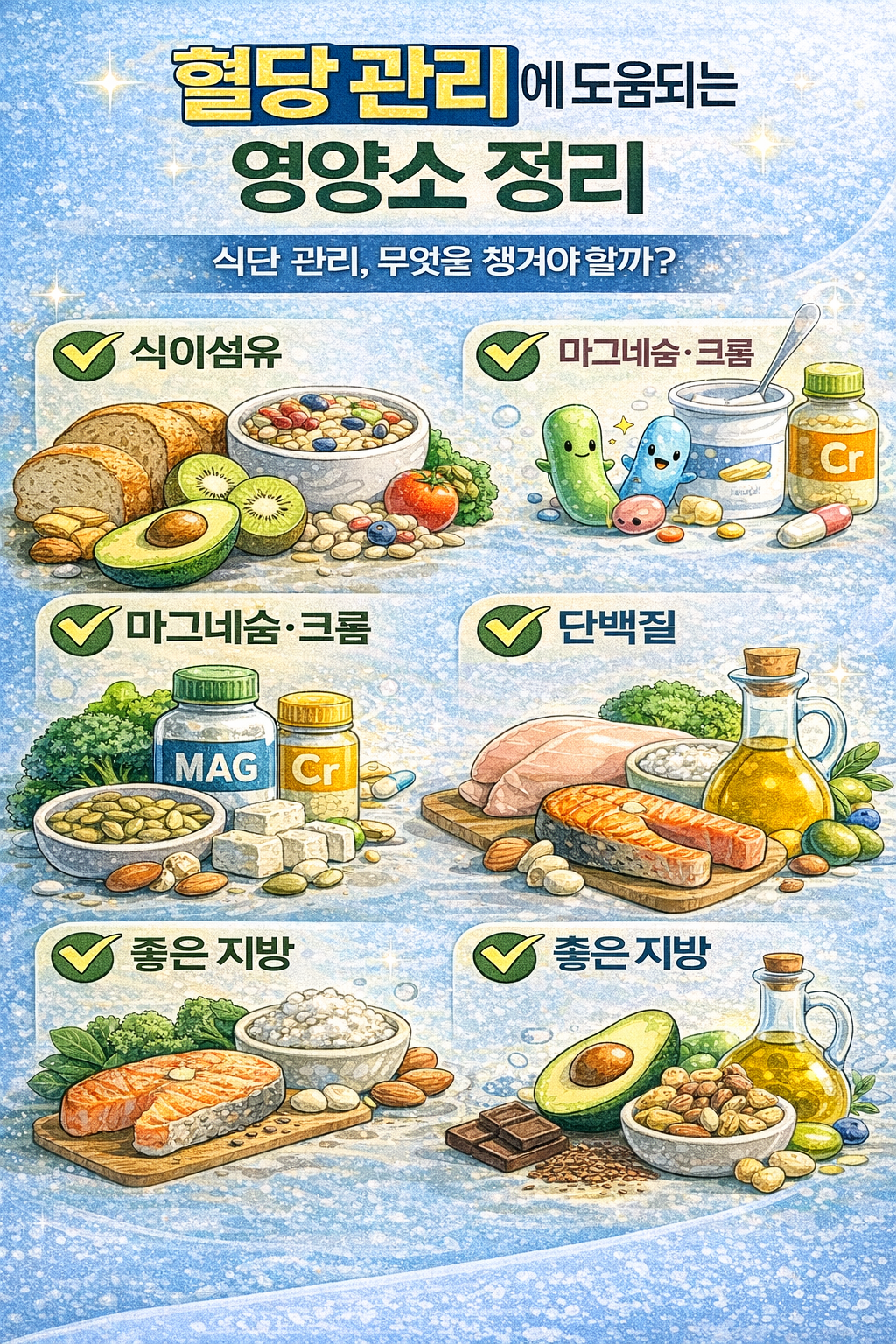 혈당 관리에 도움되는 영양소 정리식단 관리, 무엇을 챙겨야 할까