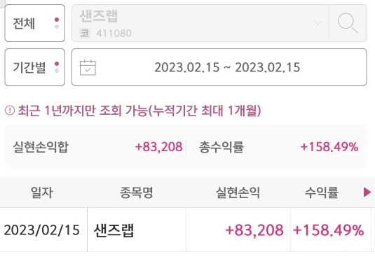 샌즈랩 실현 손익