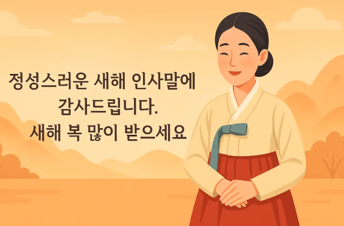 상사 거래처 새해 답장 인사말 한복입은 여자
