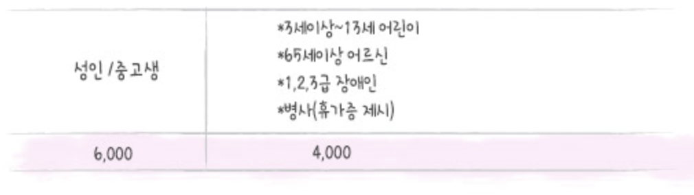요금표