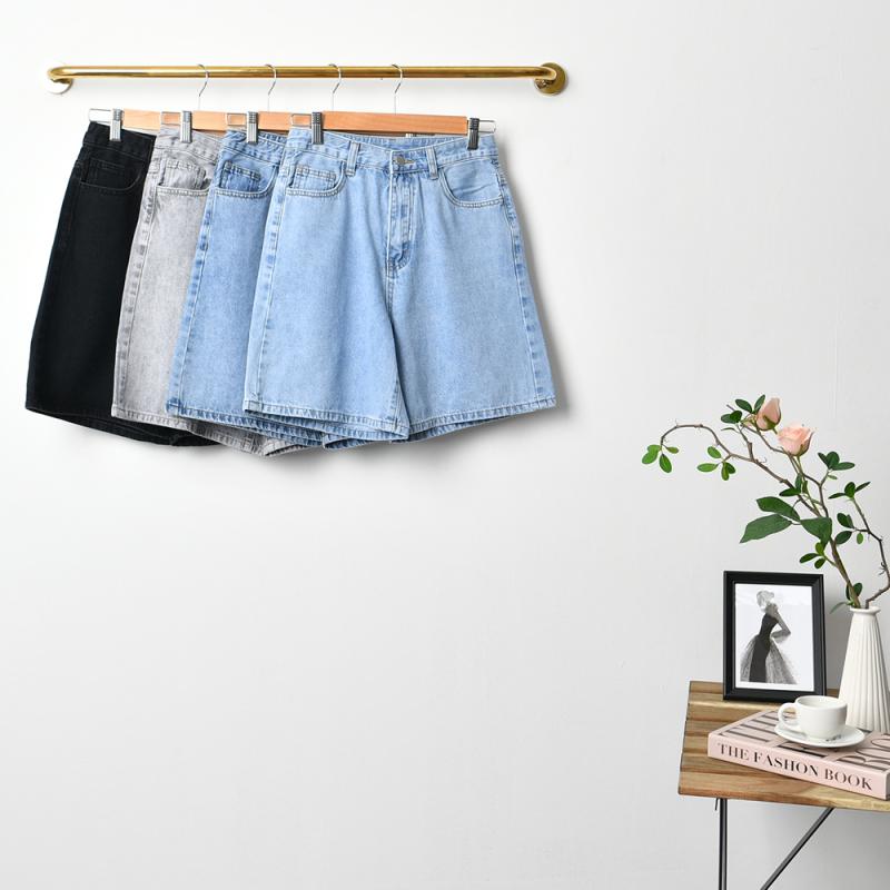 여자 A라인 청 반바지 2단기장 레귤러핏 여성 키작녀 하이웨스트 4부 5부 빅사이즈 데님