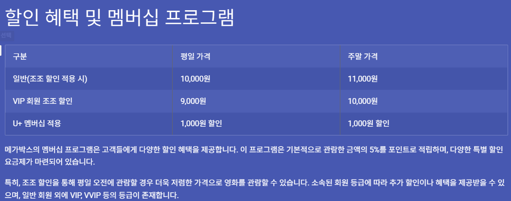 할인 혜택 및 멤버십 프로그램