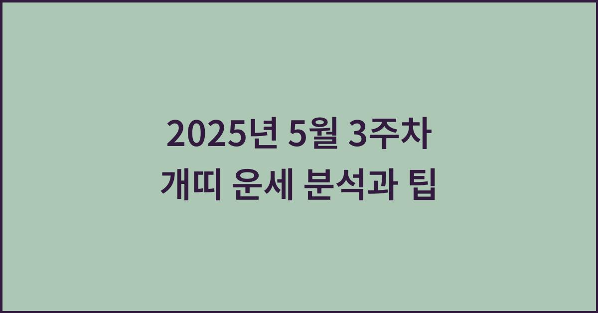 2025년 5월 3주차 개띠 이번주 운세