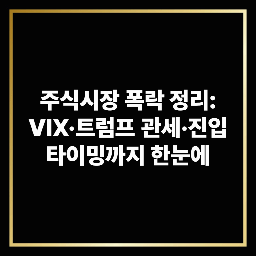 주식시장 폭락 정리: VIX&middot;트럼프 관세&middot;진입 타이밍까지 한눈에