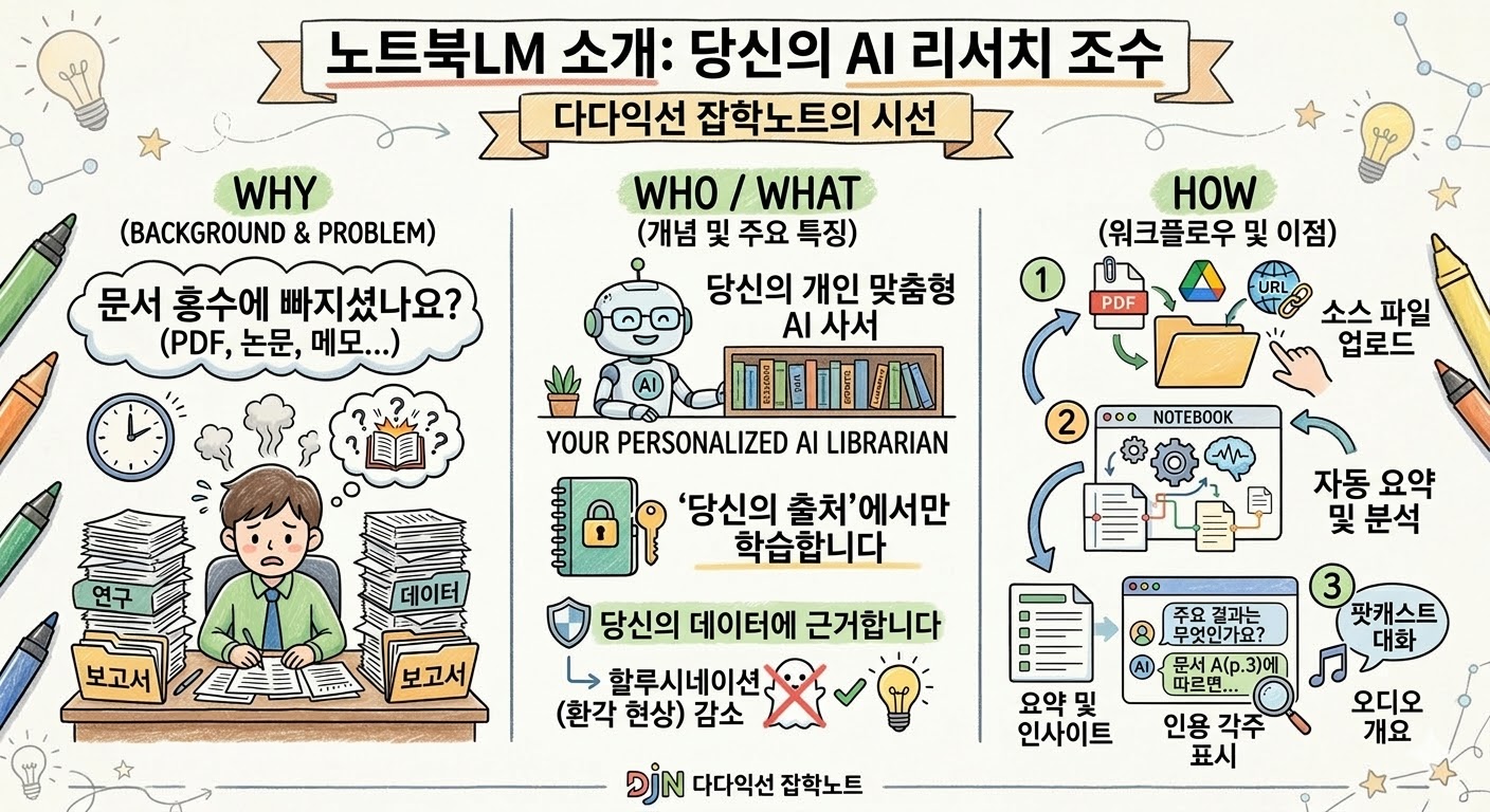 노트북 LM 소개 : 당신의 리서치 조수 인포그래픽