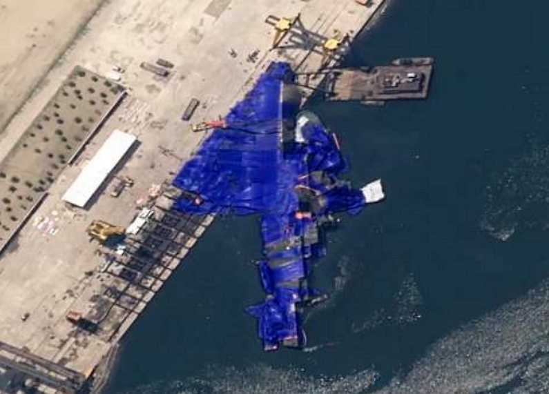 북한 구축함 진수 실패 사진