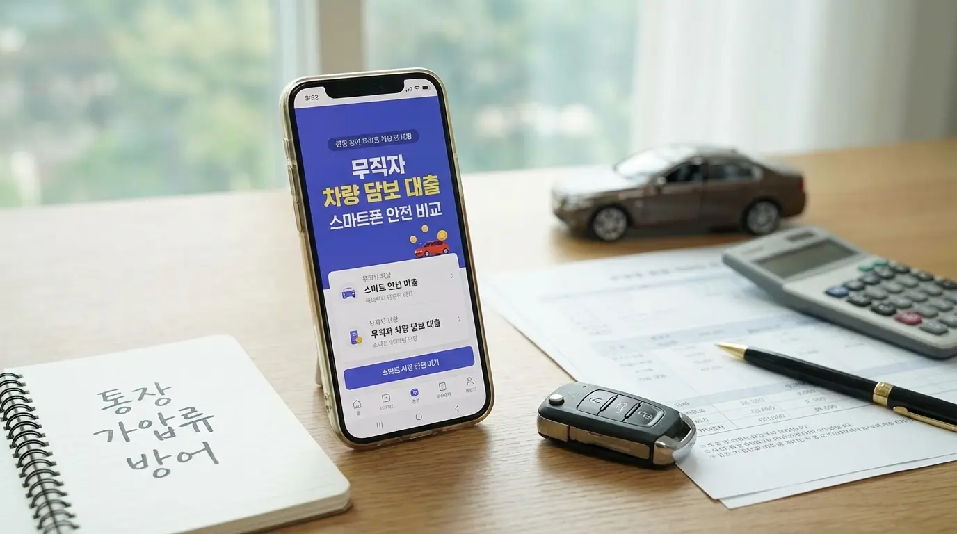 무직자 차량 담보 대출 스마트폰 안전 비교 및 통장 가압류 방어