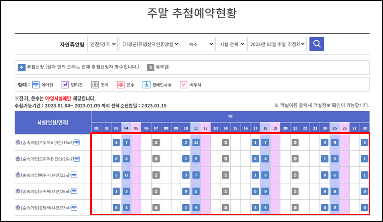 숲나들이-추첨달력