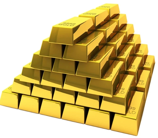 골드바가 여러개 쌓여있는 그림