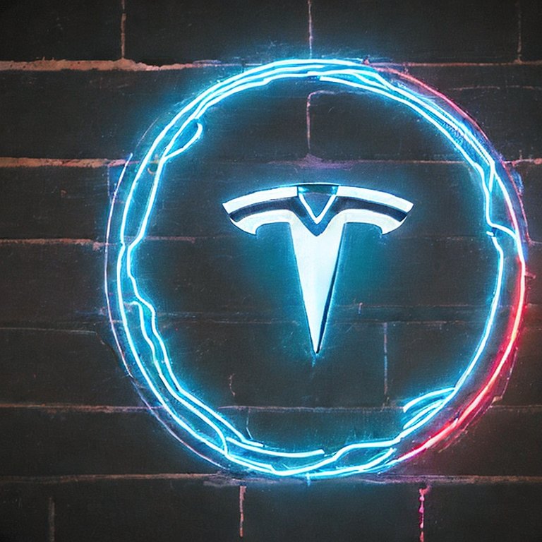 Tesla logo, neon style