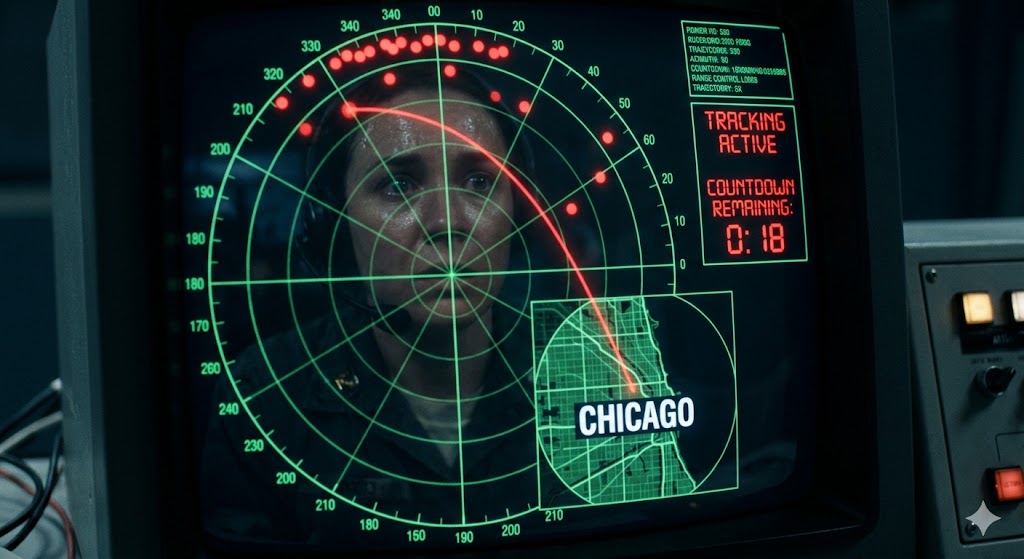 하우스 오브 다이너마이트 넷플릭스 정치 스릴러 18분 초읽기가 시작된 긴박한 알래스카 미사일 방어 기지 레이더 화면