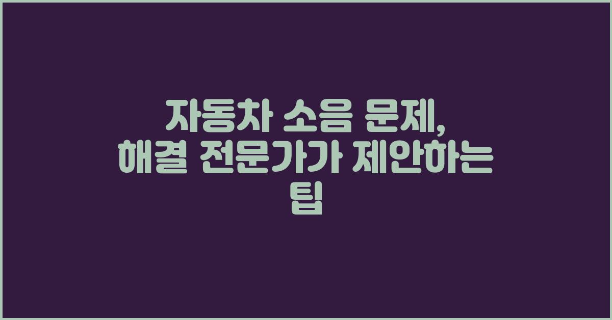 자동차 소음 문제, 해결 전문가