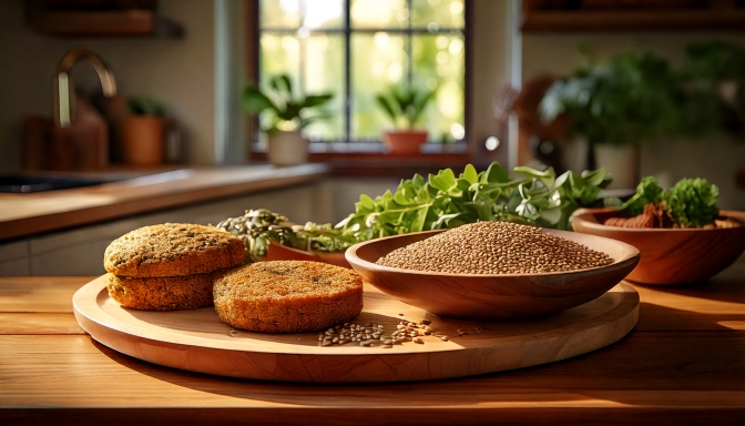 대체식품 (렌틸콩, 퀴노아, 버섯패티)