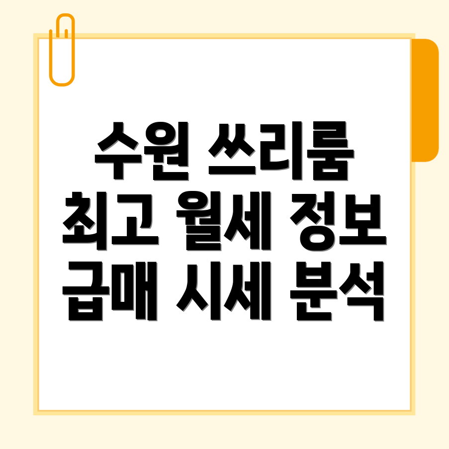 수원 팔달구 교동 쓰리룸 월세