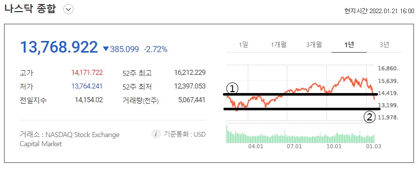 나스닥 지수 1년 지표 사진