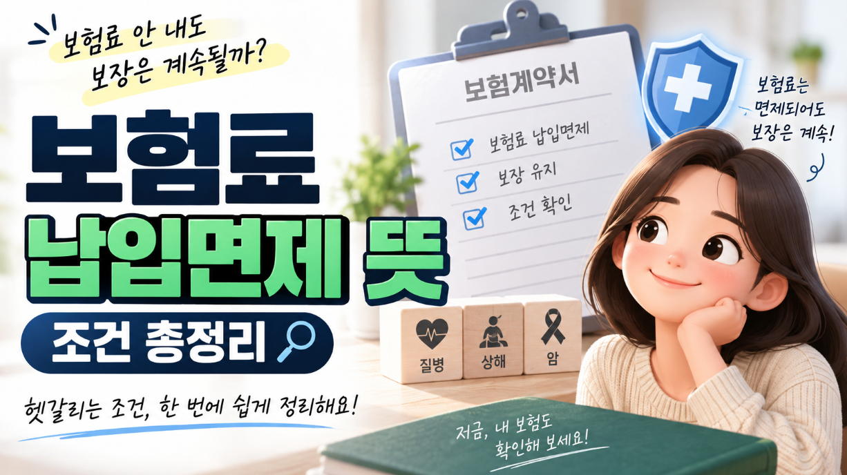 보험료 납입면제 뜻｜보험료 안 내도 보장은 계속될까? 조건 총정리