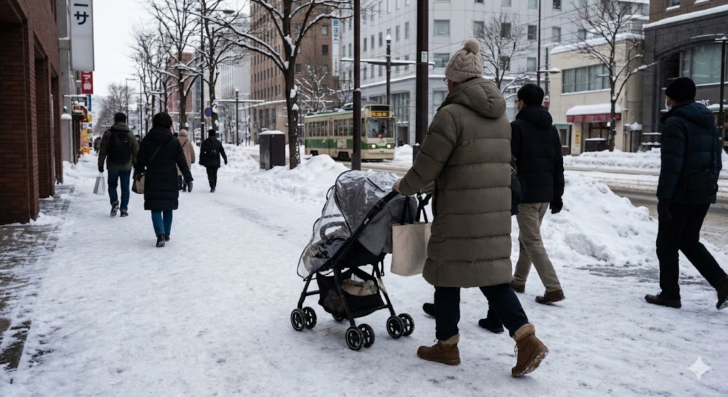 겨울 삿포로 아이 동반 완전정리: 유모차 vs 아기띠, 옷차림&middot;미끄럼&middot;실내동선까지