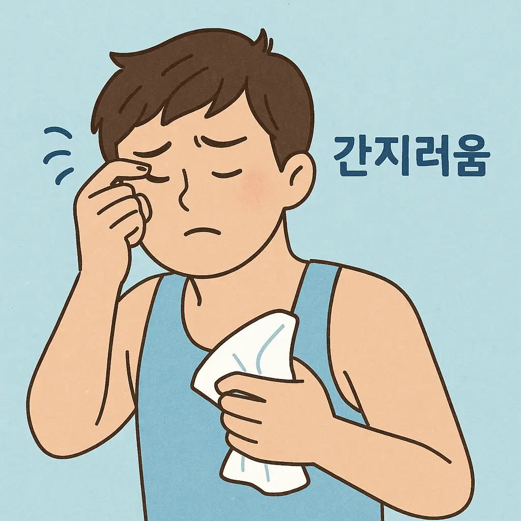 눈이 간지럽다고 느껴지면, 손은 멈추고 행동을 바꿔야 합니다