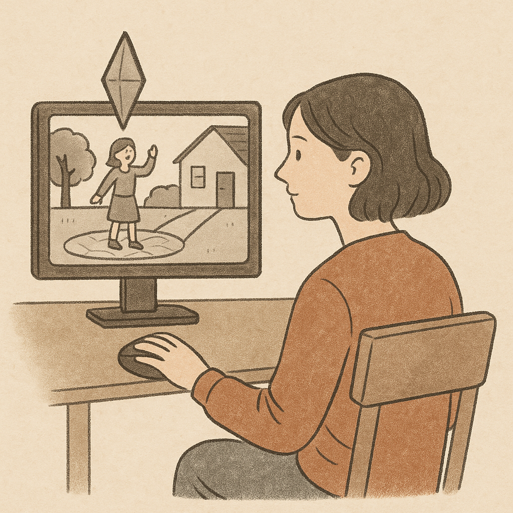 왜 우리는 심즈에 몰입하게 될까요? 일러스트로 표현하였습니다.