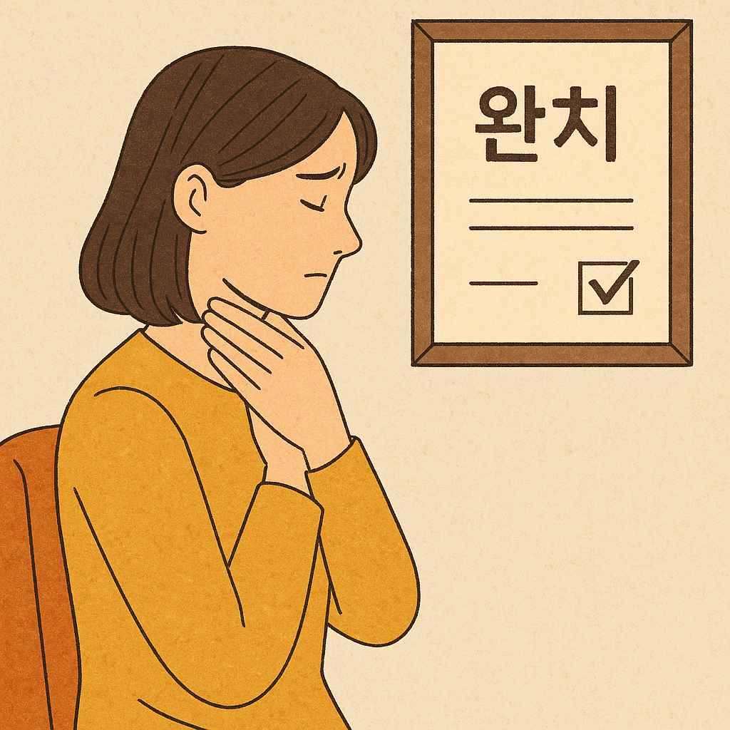 갑상선암에서 완치가 주는 의미란? 화두를 던지는 일러스트입니다.