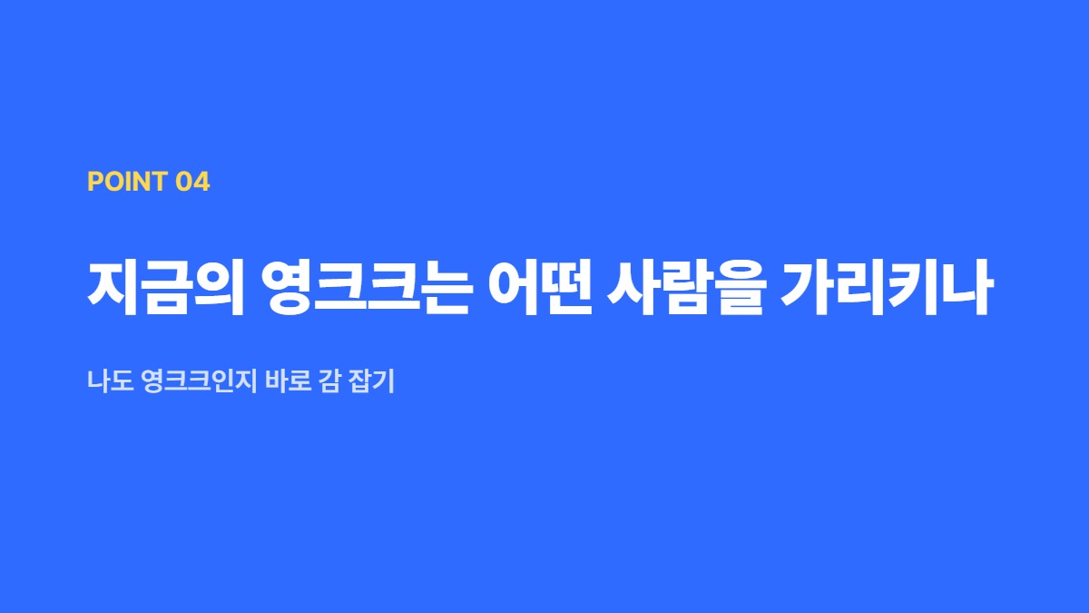 지금의 영크크는 어떤 사람을 가리키나 — 나도 영크크인지 바로 감 잡기