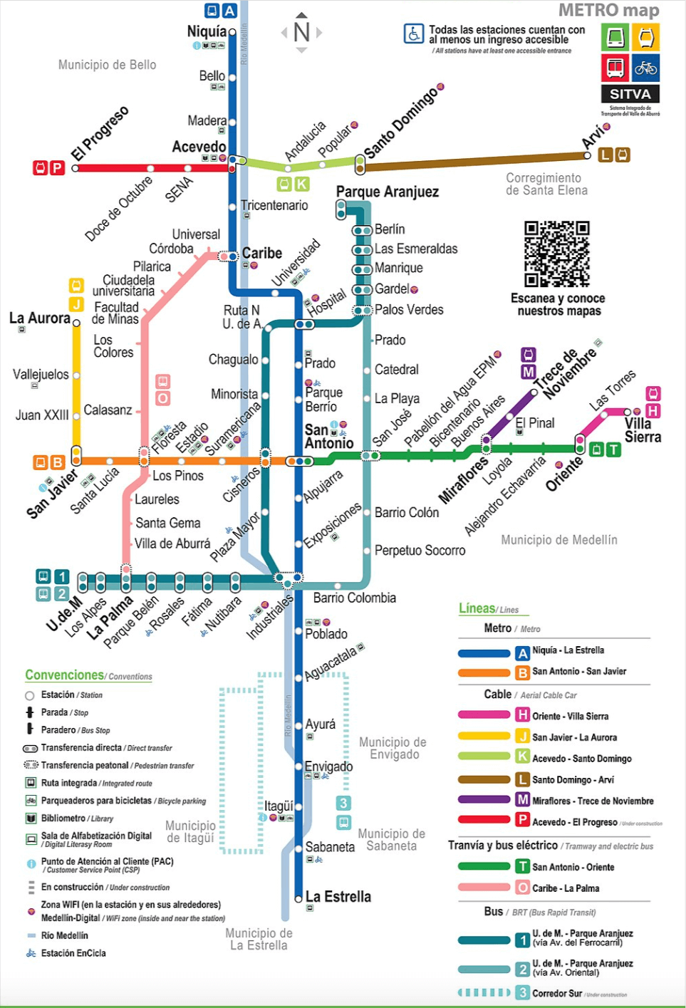 메데진 지하철 노선도