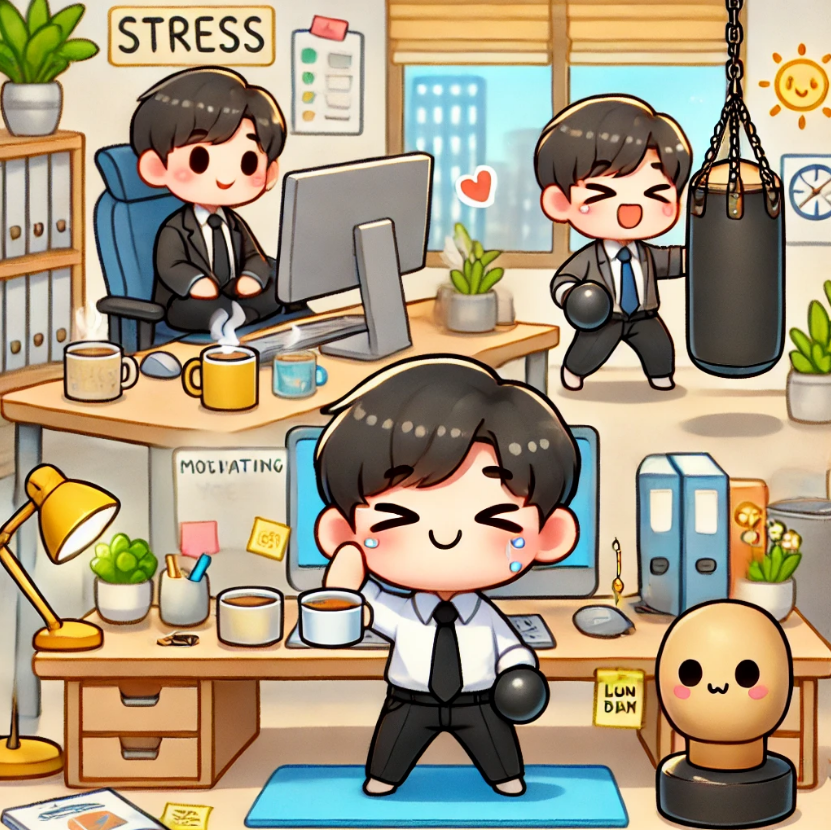 스트레스 해소하는 직장인 이미지