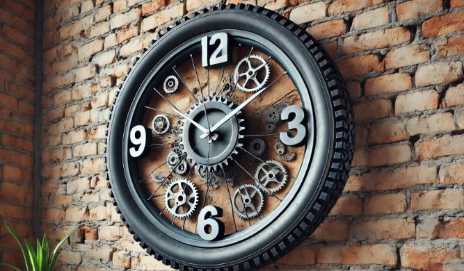 @헌 자전거 타이어를 이용한 벽시계 이미지