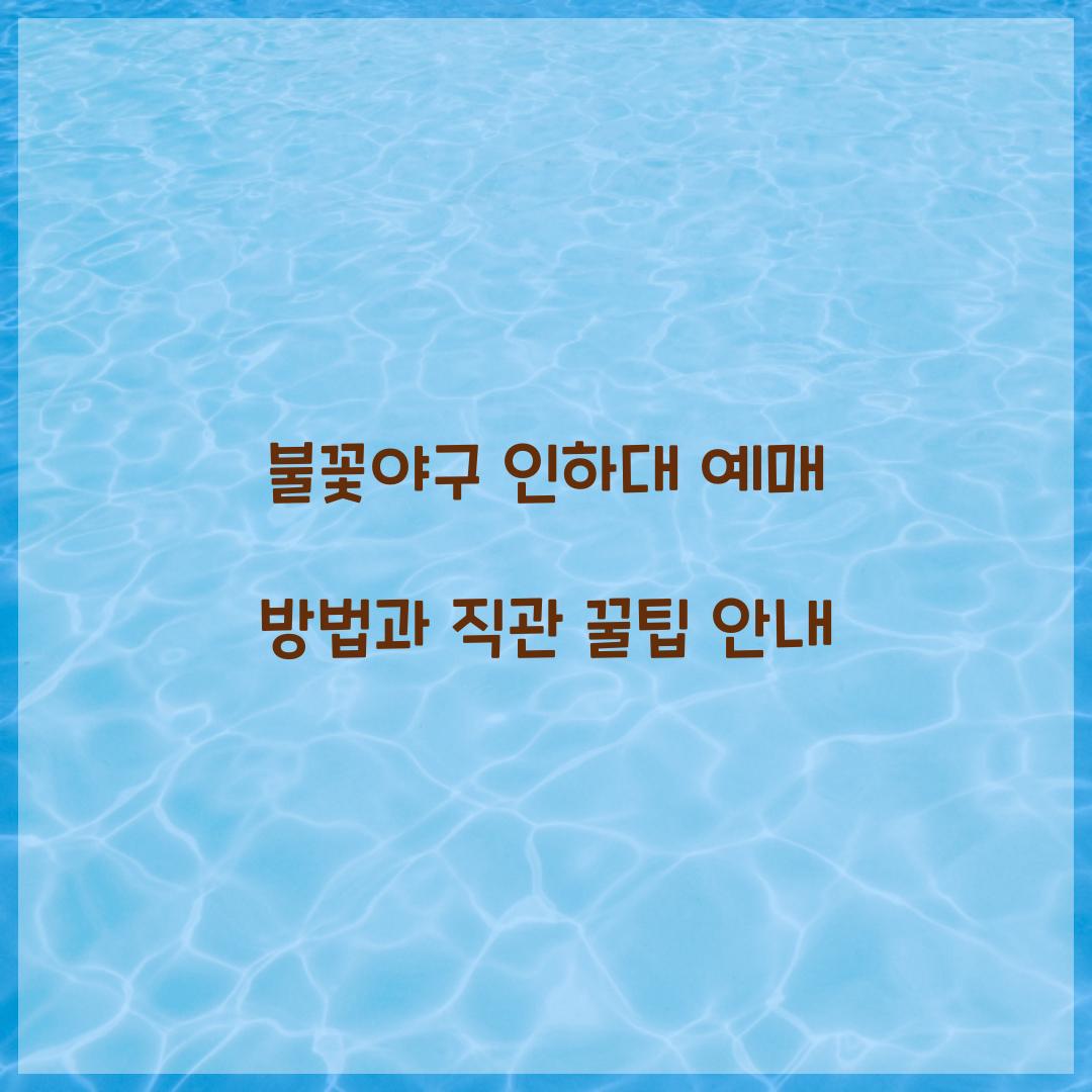 불꽃야구 인하대 예매