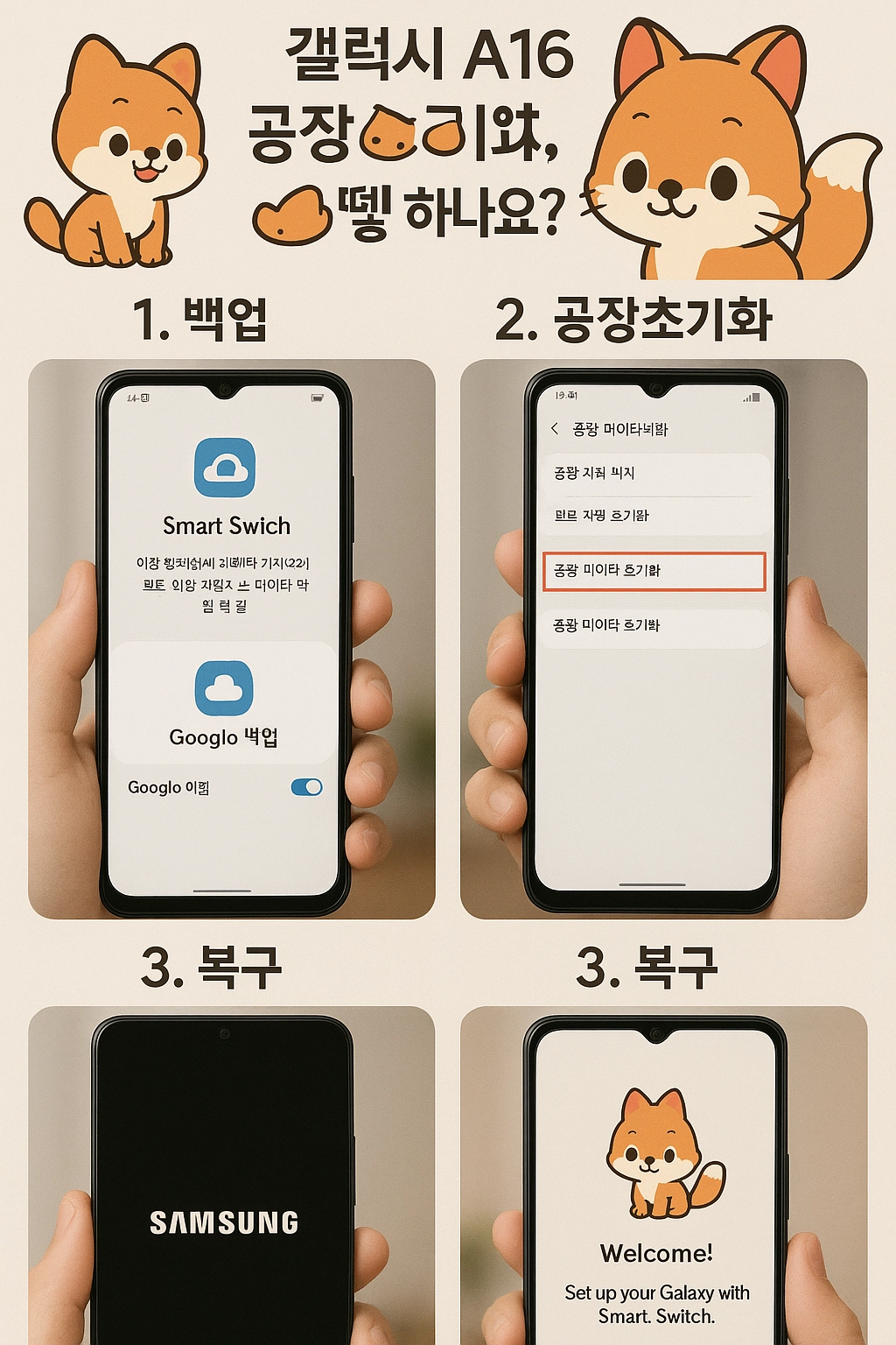 갤럭시 A16 공장초기화, 어떻게 하나요 백업부터 복구까지 가이드