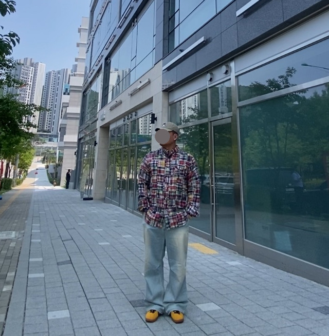 데일리룩('26. 6. 2.)더블알엘 가먼트다잉 트윌 볼캡, 폴로랄프로렌 패치워크 마드라스 코튼 클래식핏 셔츠 , 에러스익셉티드 연청 데님 팬츠, 컨버스 올스타 클래식 트레이너