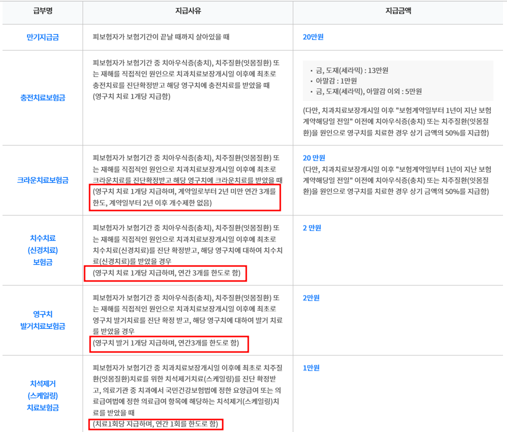 라이나생명 치아보험 보장범위