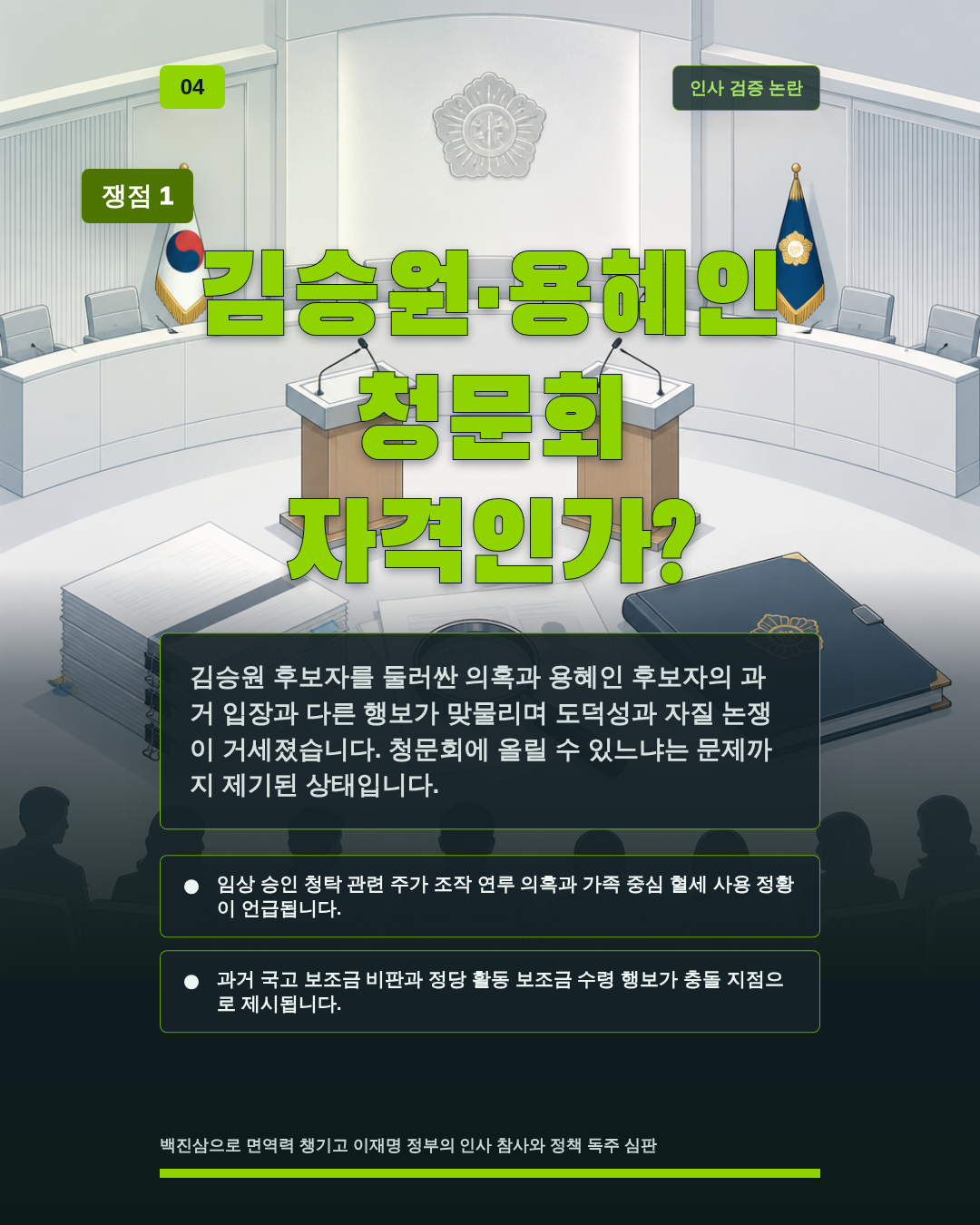 김승원·용혜인 청문회 자격인가?