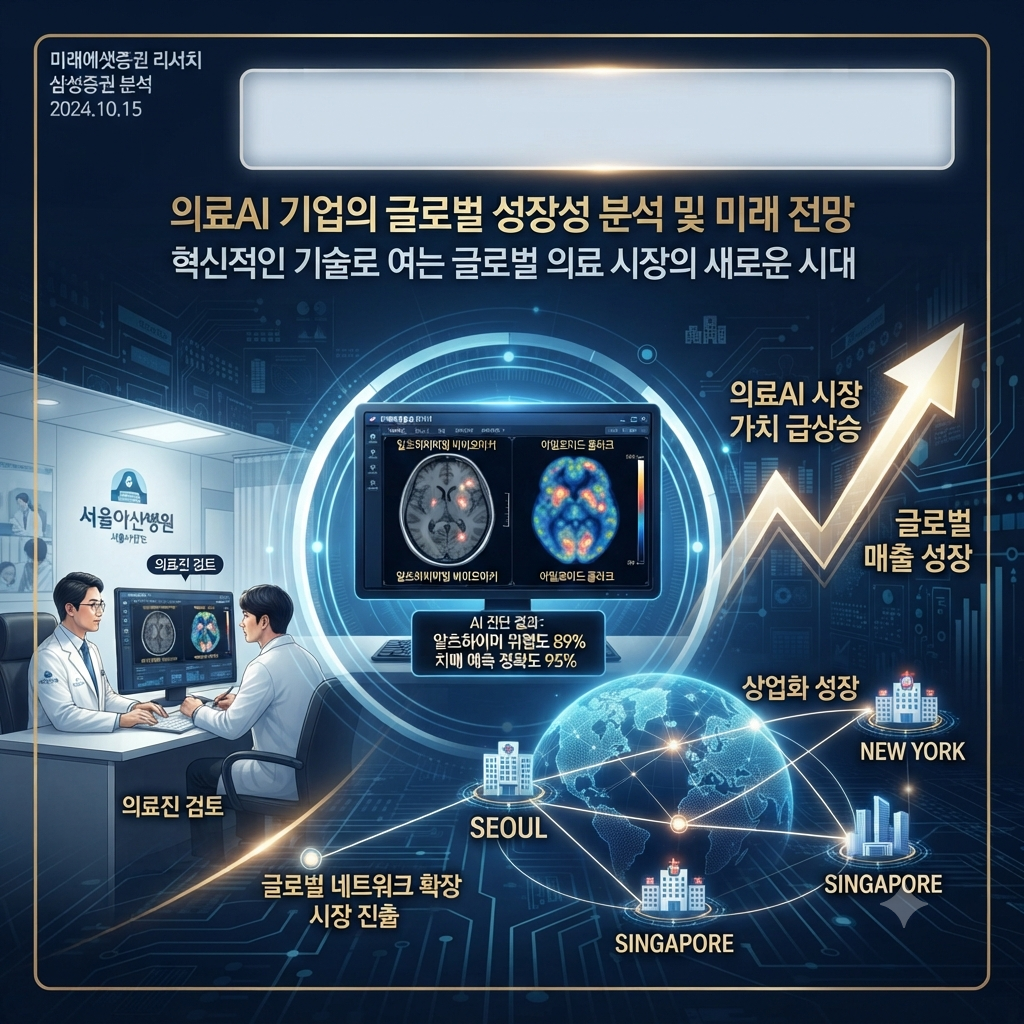 뉴로핏의 뇌 MRI&middot;PET 의료AI 기술과 글로벌 사업 확대를 보여주는 의료AI 산업 이미지