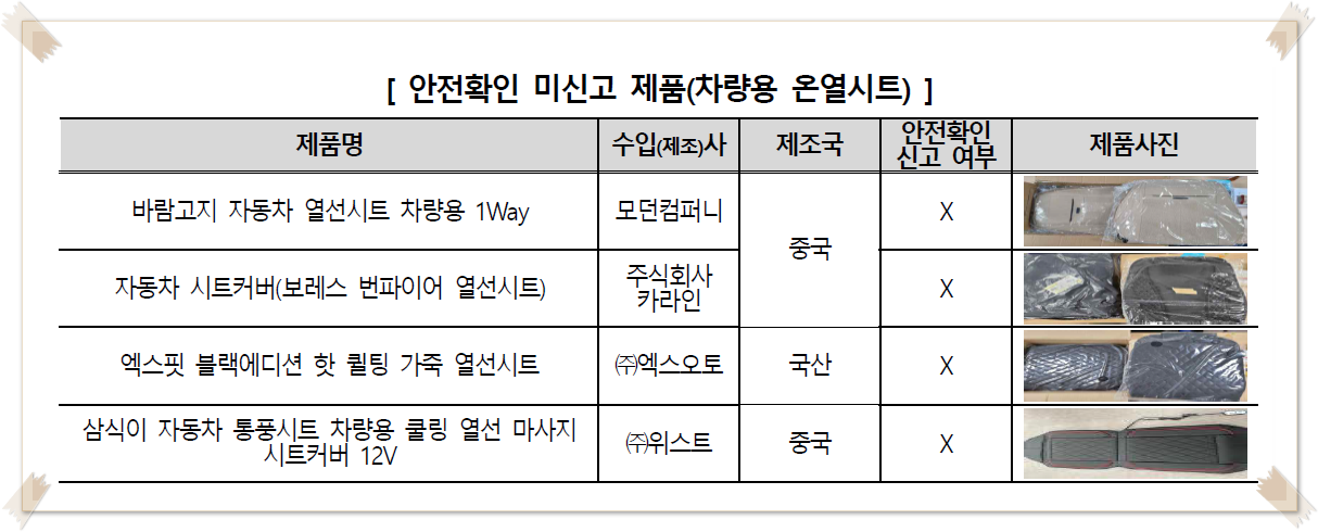 온열제품 안전확인 미신고