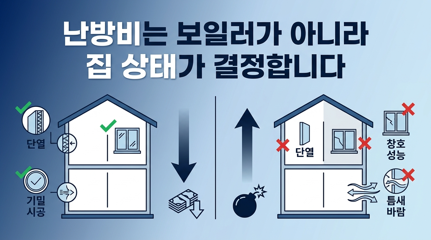 난방비는 보일러 문제가 아니라 집상태의 성능에 영향을 받음