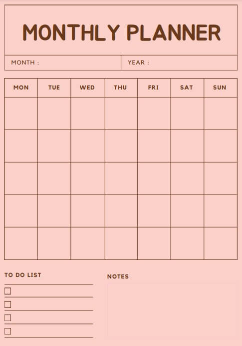 monthly planner