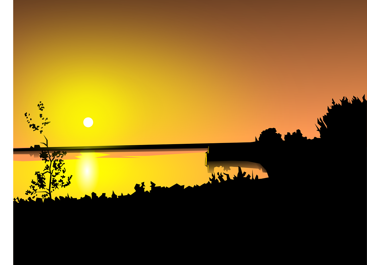 저녁 노을 지는 자연사진