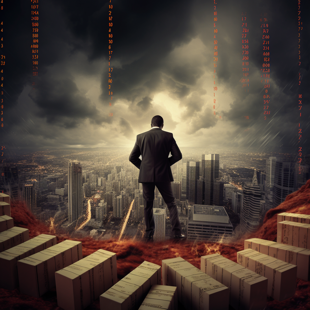 폭락 시장을 내려다보는 투자자 이미지